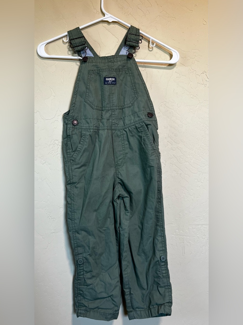 OshKosh B'gosh Olive Green Kids Overalls with Button Details